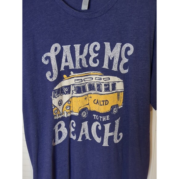 Next Level Graphic T Shirt Mens XL Cotton Blend "Take Me To The‎ Beach" Blue - Picture 2 of 10